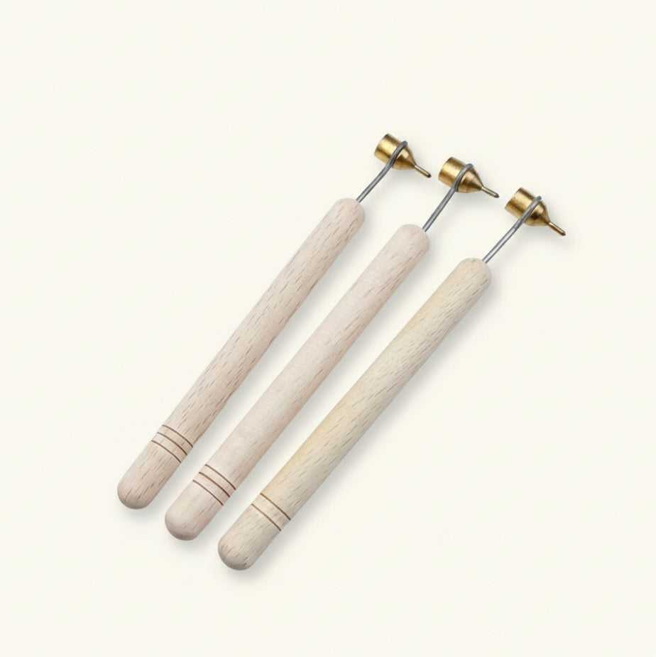 traditional pysanky kistka with brass tip close up