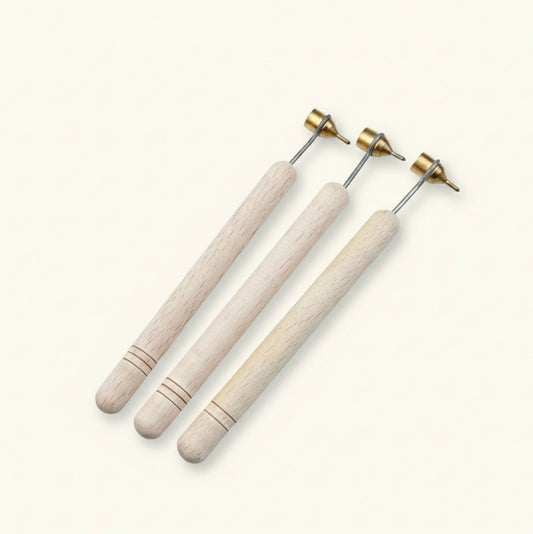 traditional pysanky kistka with brass tip close up