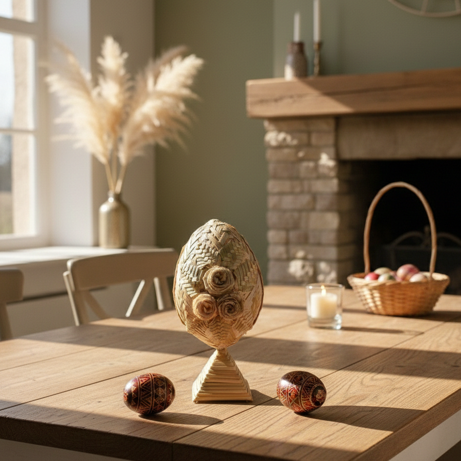 eco friendly straw Easter egg table decor