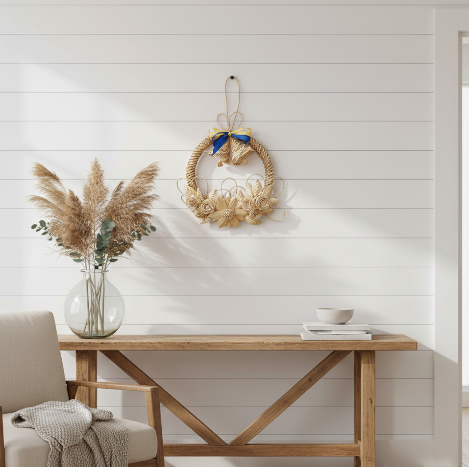 rustic wheat straw wreath handmade natural door decoration