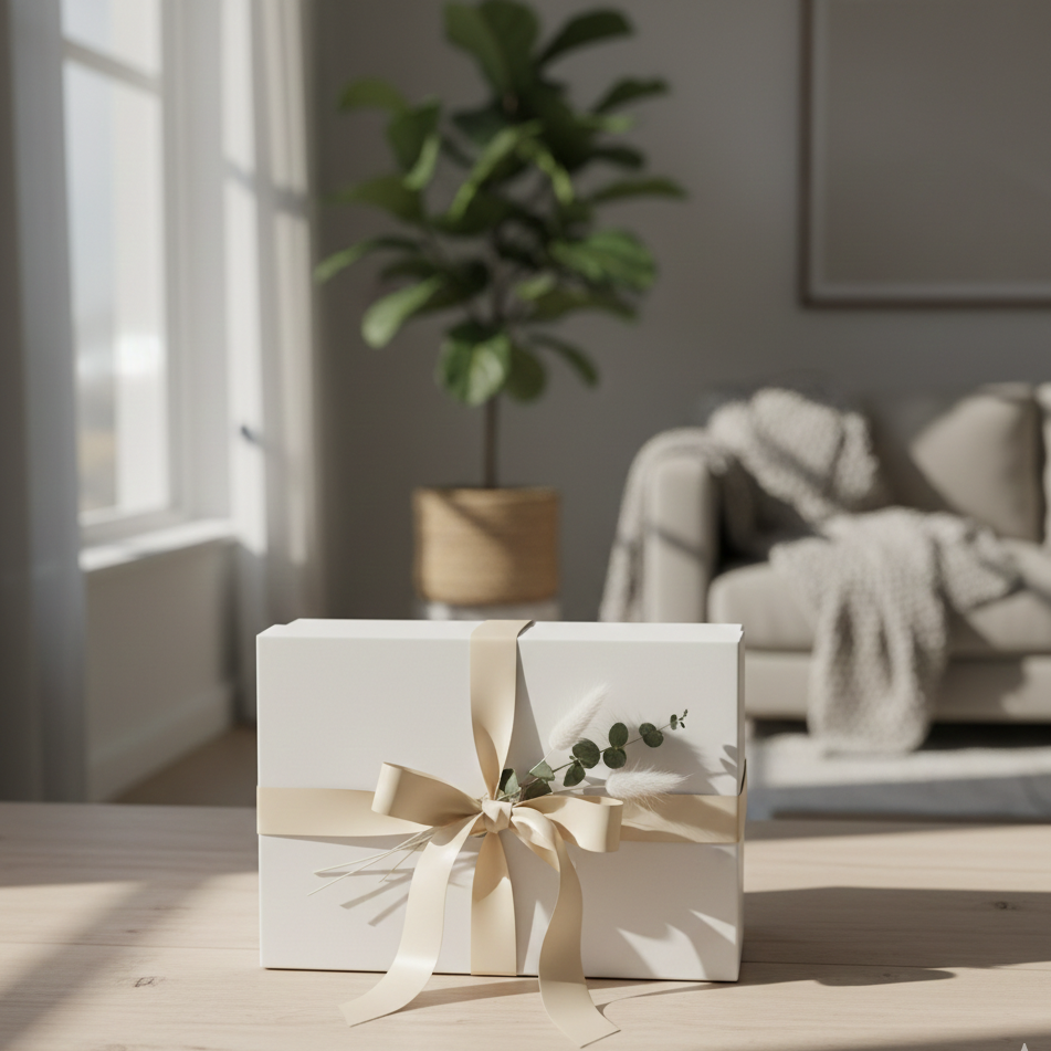 Neutral dried bouquet in kraft gift box