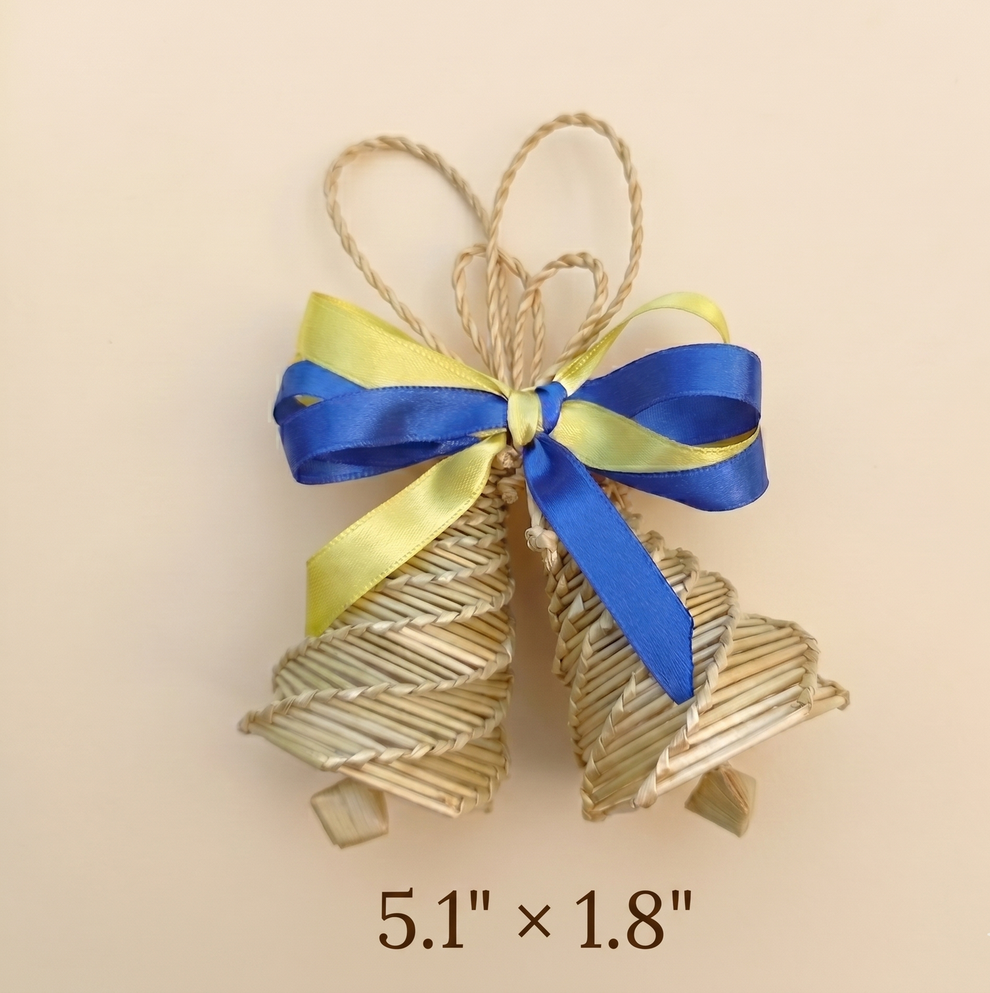 Natural wheat straw bells ornament handmade Ukrainian Christmas decoration rustic farmhouse holiday decor