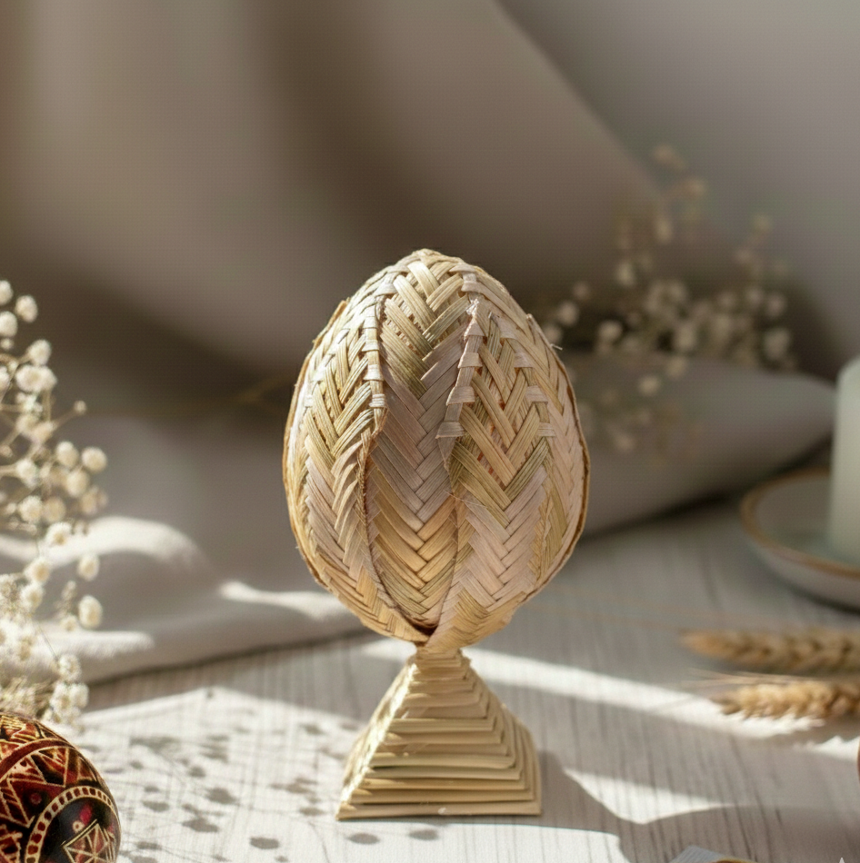 farmhouse Easter ornament handmade straw weaving