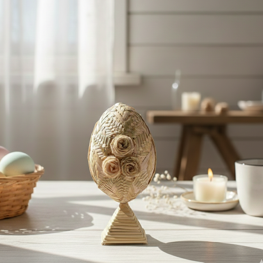 natural straw Easter egg decoration neutral home decor