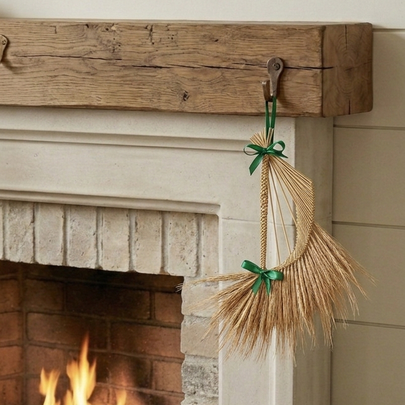 Lightweight Celtic harp ornament handcrafted wheat weaving detail