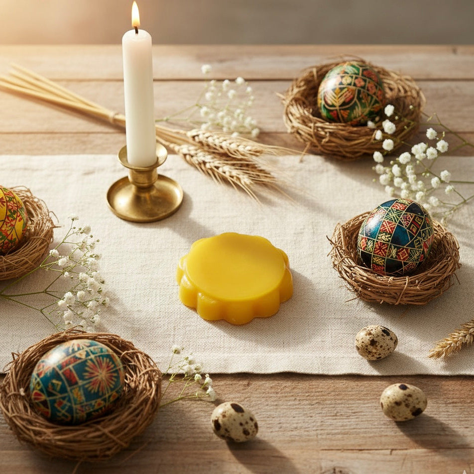 beeswax melting for pysanky egg decoration