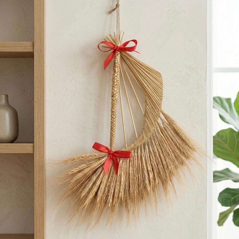 Natural fiber Irish harp ornament festive winter home decor