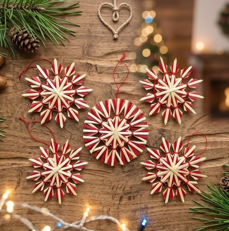 nordic style straw snowflake holiday ornaments